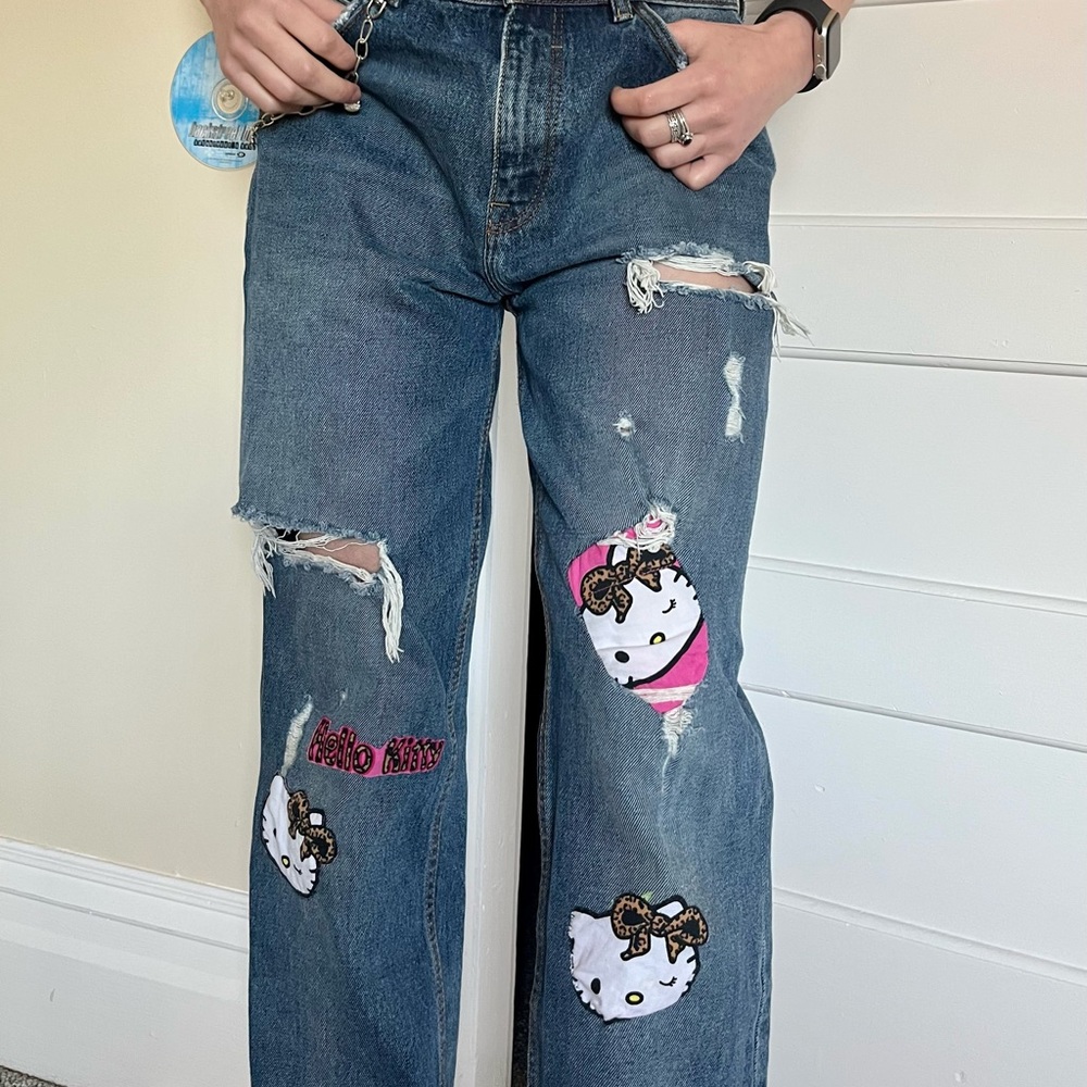 Hello Kitty Up-Cycled Jeans
